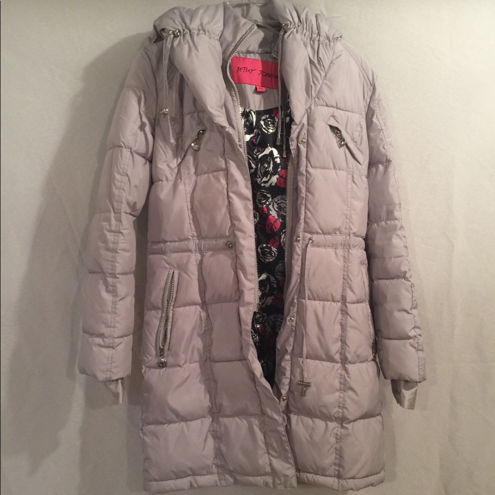 Betsy Johnson winter long parka jacket gray